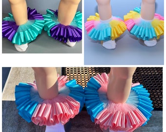 Yellow, Aqua, Pink ruffle tutu socks, Multicolor ankle for girls, baby , Detachable tutu socks Mermaid tutu socks