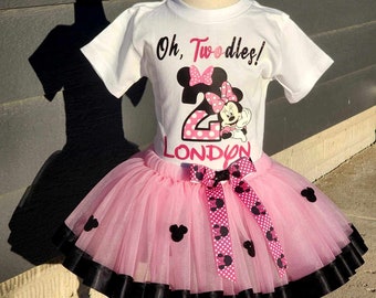Oh Twodles Pink Minnie Mouse Birthday shirt, Oh Twodles Minnie Mouse Outfit, 2nd birthday shirt, Second birthday Minnie outfit, Pink Outfit
