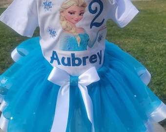 Frozen Tutu, Birthday Frozen Tutu Frozen Outfit birthday shirt, First 1st 2nd 3rd 4th 5th 6th 7th Frozen Birthday Tutu, Blue tutu, Aqua tutu
