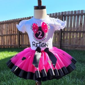 Minnie Mouse Birthday Outfit Minnie Mouse hot pink outfit, Minnie mouse outfit, 1st birthday Minnie outfit, 2, 3 4 5, 6