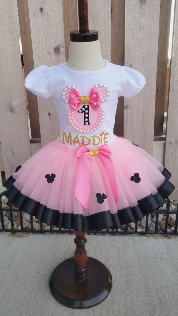 Minnie Mouse Birthday Outfit - Pink & Gold, Sizes 2-8
