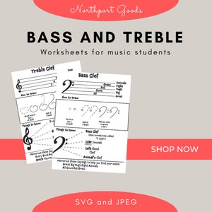 Bass and Treble Clef Worksheets - music theory worksheets piano lessons for kids homeschool printable music education printable