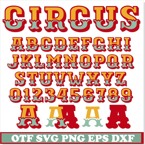 Zirkus Schrift SVG überlagert, Zirkus Schrift TTF, Zirkus Schrift PNG, Vintage Schrift svg, Kirmes Schrift svg, Zirkus Schrift, Zirkus Buchstaben svg, Zirkus svg