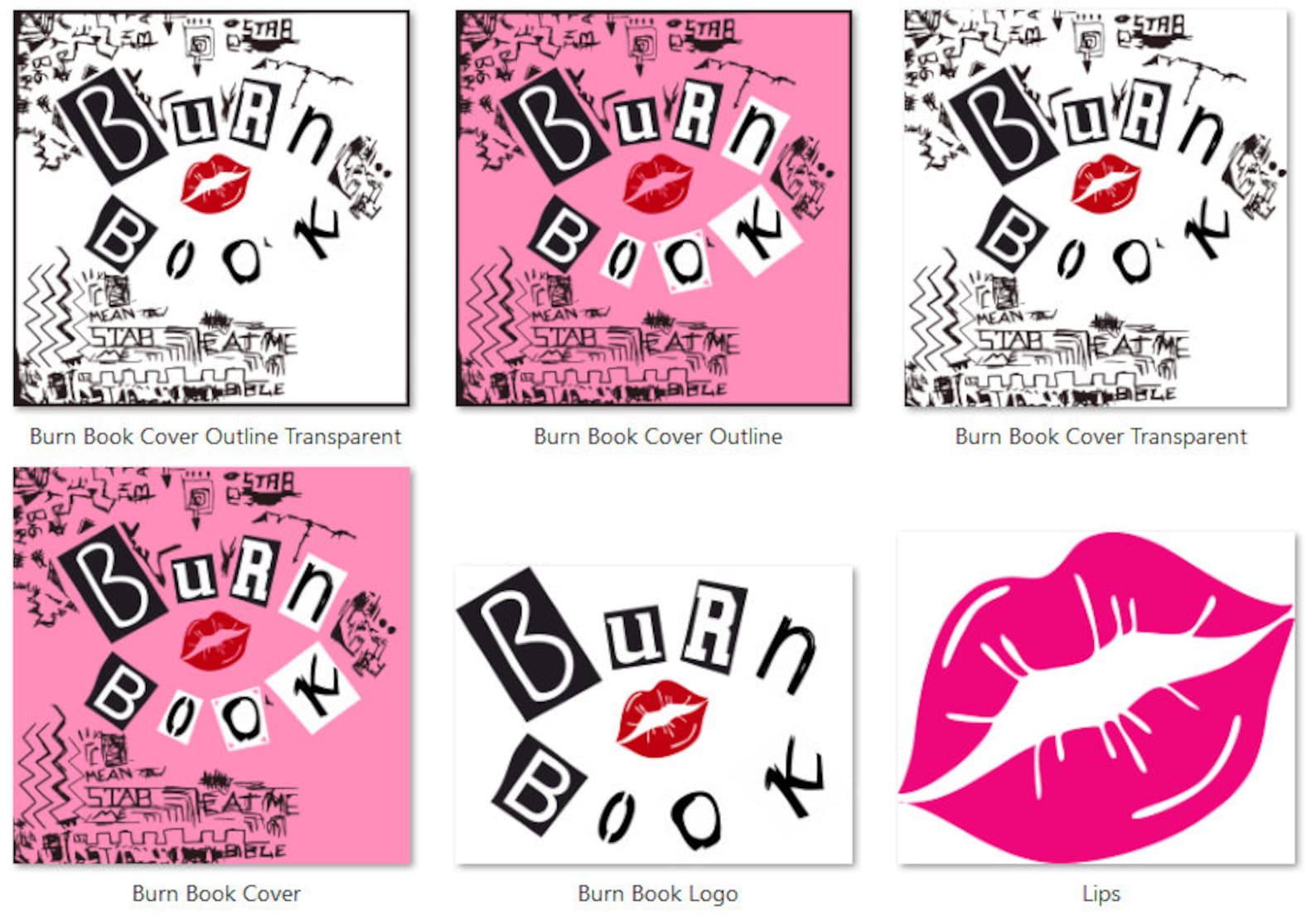 Burn Book Cover Logo Lips SVG PNG Burn Book Svg, Burn Book Png, Burn