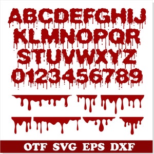 Blood Dripping font SVG TTF, dripping borders svg cricut, Dripping Blood svg, Halloween font svg, Drip font ttf, Dripping svg, Horror Font