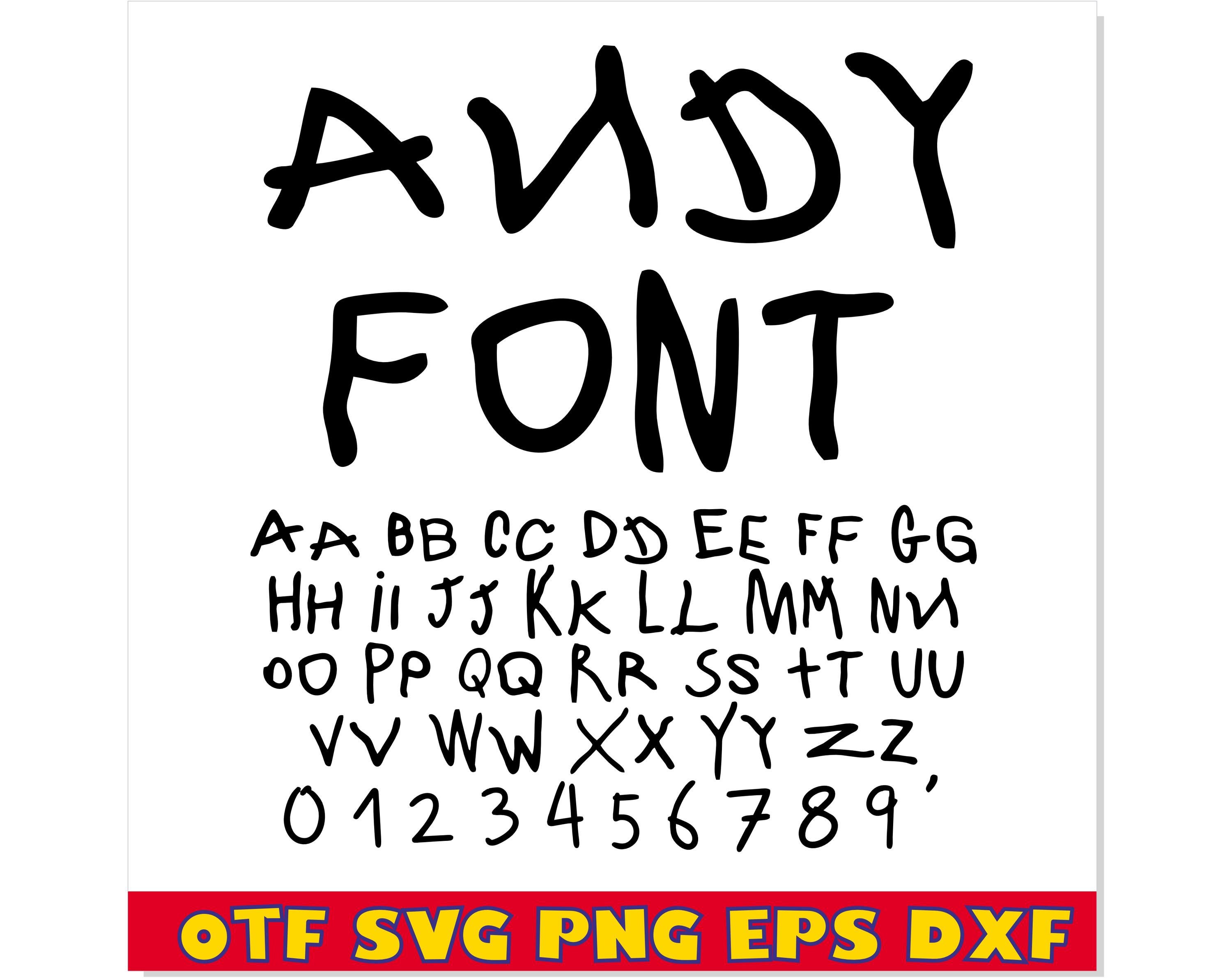 Andy Writing Andy Toy Story Font TTF - Toy Story Andy Font Letters SVG PNG - Etsy