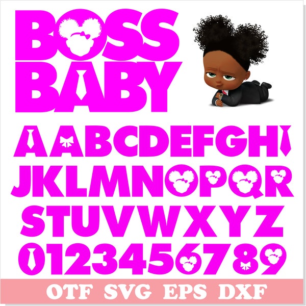 African American Boss Baby Girl Font TTF SVG, Boss Baby Girl Logo, Boss Baby Girl Font, Afro Girl Boss Baby Font, Boss Baby Girl Font svg