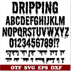 Dripping font SVG TTF, dripping borders svg cricut, Halloween font svg, Dripping font ttf, Dripping Blood svg, Dripping svg, Horror Font