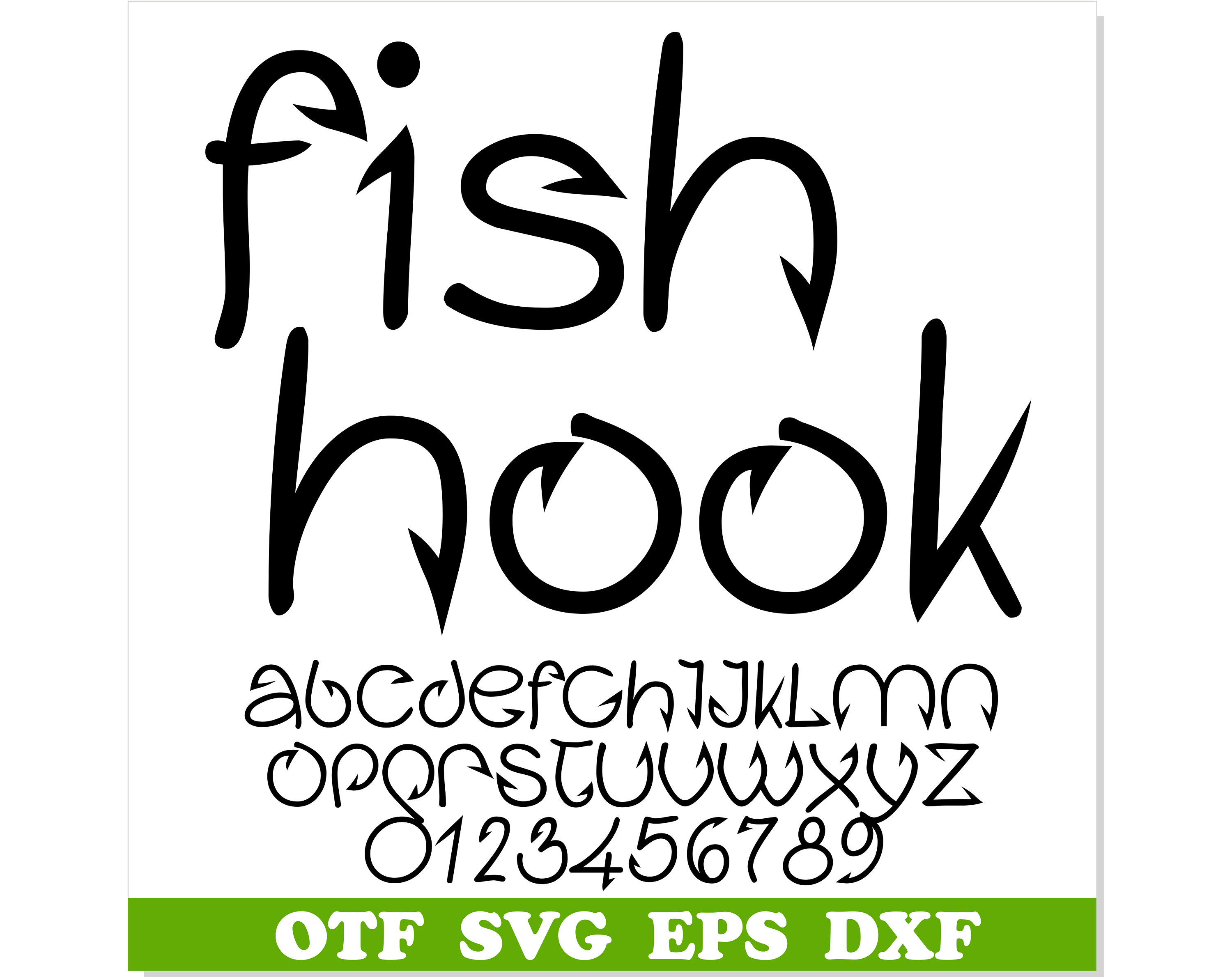 Fish Hook Font SVG TTF, Fishing Fish Hook Font Otf, Fishing Svg
