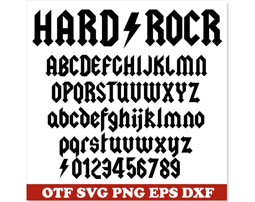 Hard Rock Font TTF, Hard Rock Font SVG Lightning, Rock Font Png, Rock ...