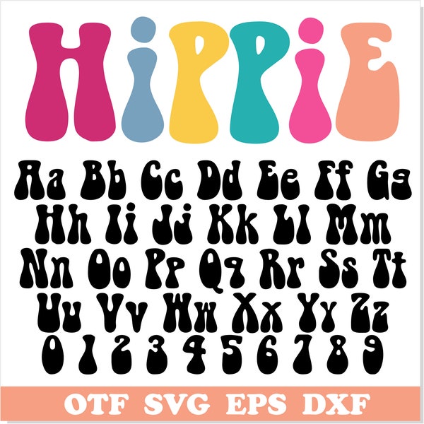 Hippie Font OTF, Groovy Font SVG Cricut, Retro Font svg, 70s font, 80s font, Hippie shirt svg, Hippie letters svg Cricut, Hippie svg Cricut