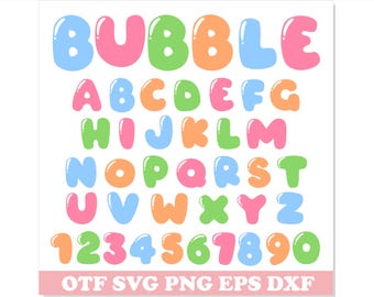 Bubble Font TTF SVG PNG | Bubble Letters Svg Layered cricut, Groovy Font, Doodle Font, Retro Font, Bubble svg, Graffiti Font, Doodle Letters