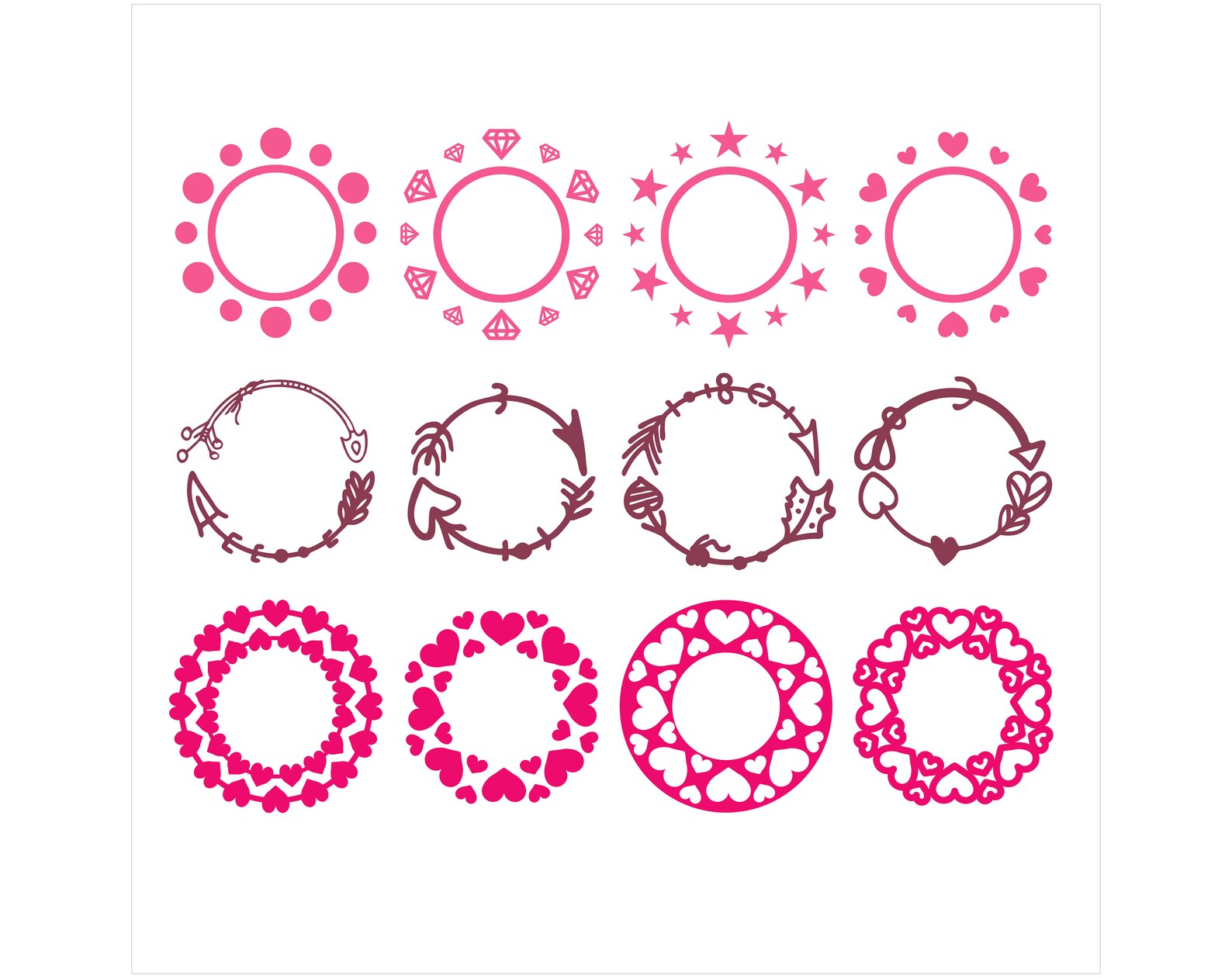 12 Monogram Frames SVG & Circle Monogram Font TTF SVG | Round Monogram ...