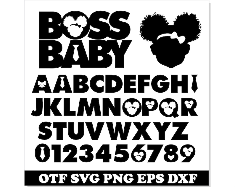 African American Boss Baby Girl Font TTF SVG PNG Black, Boss Baby Girl ...