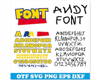Toy Story Font & Andy Font - Toy Story Bundle TTF PNG SVG files