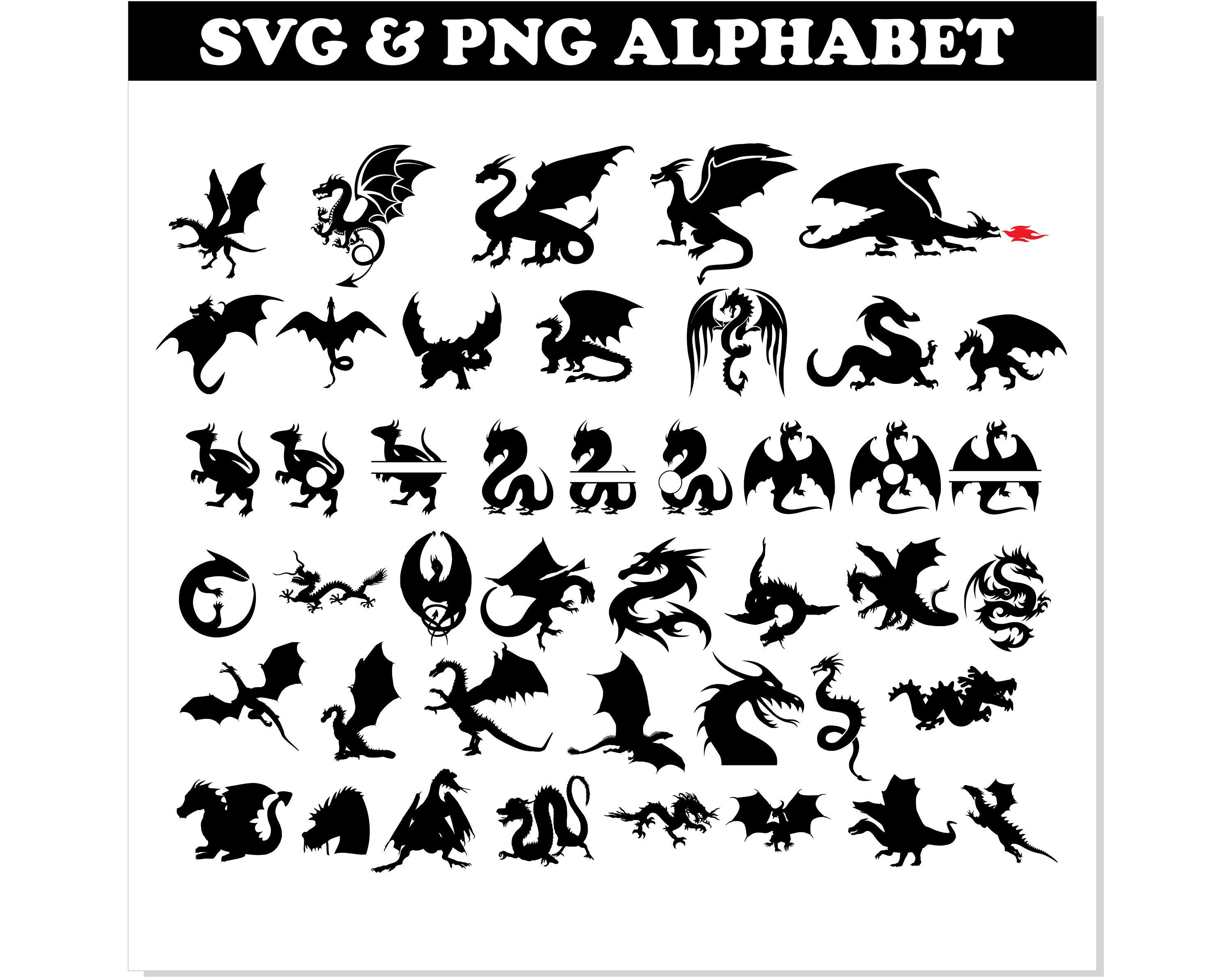 dragon　Letter Dragon Font TTF, Dragon SVG Bundle, Dragon Svg, Dragon Png