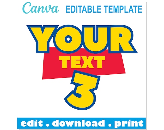 Editable Toy Story PNG Logo Canva Template | Toy Story Custom Logo Name | toy story birthday shirt, toy story font, editable toy story logo