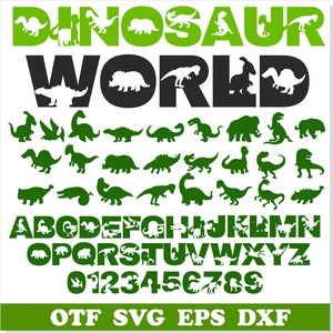 Paquete SVG de fuente de dinosaurio, fuente Dino TTF, dinosaurio SVG Cricut, fuente de dinosaurio svg, letras de dinosaurio svg, fuente Dino svg, fuentes para niños, fuente para bebés