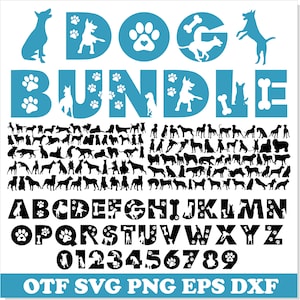 Dog Font ttf, Dog Bundle svg, Dog Font svg, Dog Bundle png, Paw Font, Dog Font svg Cricut, Dog Silhouette svg, Dog letters svg, Dog svg