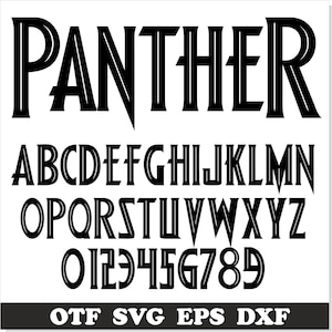 Panther Font OTF, Panther letras SVG Cricut, Panther Font svg corte, Fuentes para niños, Fuentes para niños ttf, Fuente para niños, Fuente para bebés, Camisa Panther svg