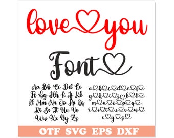 Te amo Fuente con corazones, Fuente del día de San Valentín, Fuente del corazón, Fuente de script, Fuente cursiva, Fuente de San Valentín, Fuente linda, Fuente con colas, Fuente de amor