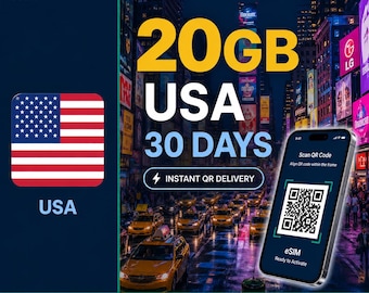 USA eSIM 20 GB — 30 dagar | Rese-eSIM | Omedelbar leverans