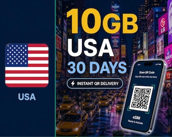 USA eSIM 10 GB — 30 dagar | Rese-eSIM | Omedelbar leverans