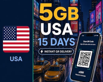 USA eSIM 5 GB — 15 dagar | Rese-eSIM | Omedelbar leverans