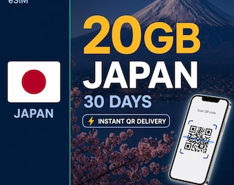 Japan eSIM 20 GB — 30 dagar | Rese-eSIM | Omedelbar leverans