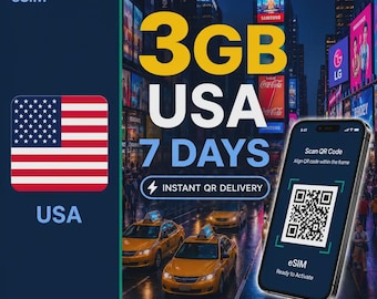 USA eSIM 3 GB — 7 dagar | Rese-eSIM | Omedelbar leverans
