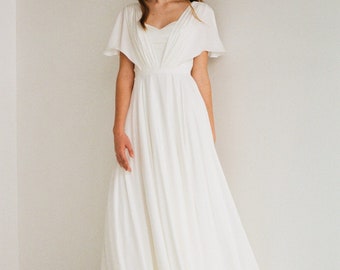 Robe de mariée en soie Coupe trapèze Robe minimaliste Robe de mariée simple