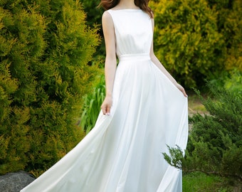 Robe de mariée en soie Robe de mariée modeste Robe de réception Robe minimaliste Robe de mariée décontractée