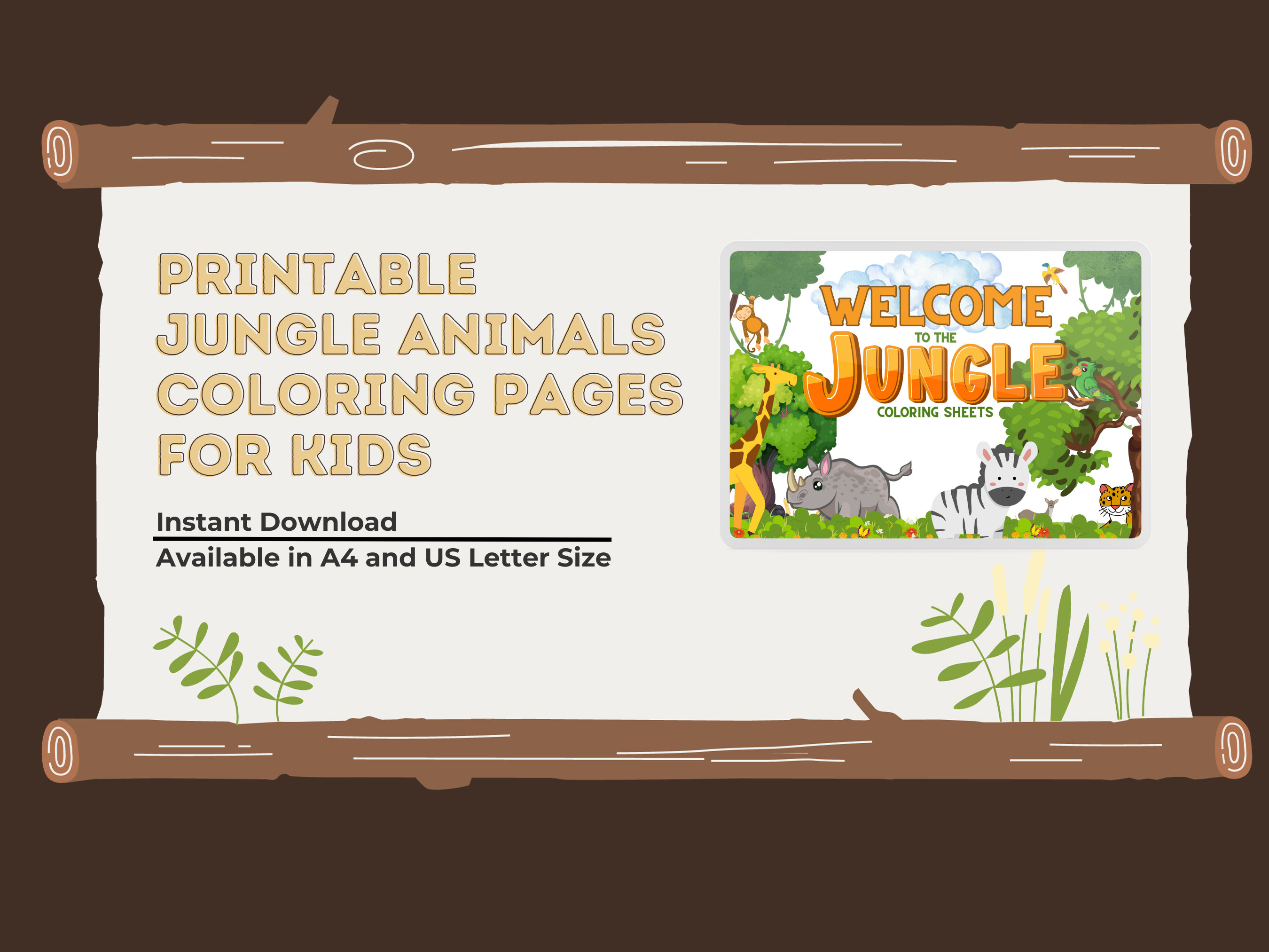 12 Pages Printable Jungle Animals Coloring Pages for Kids Jungle ...