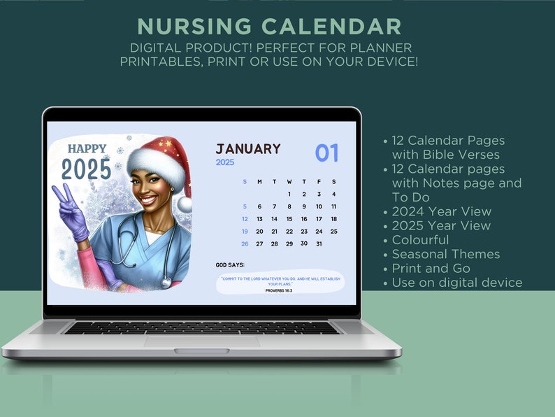 20242025 Inspirational Nursing Student Calendar With Bible Verses