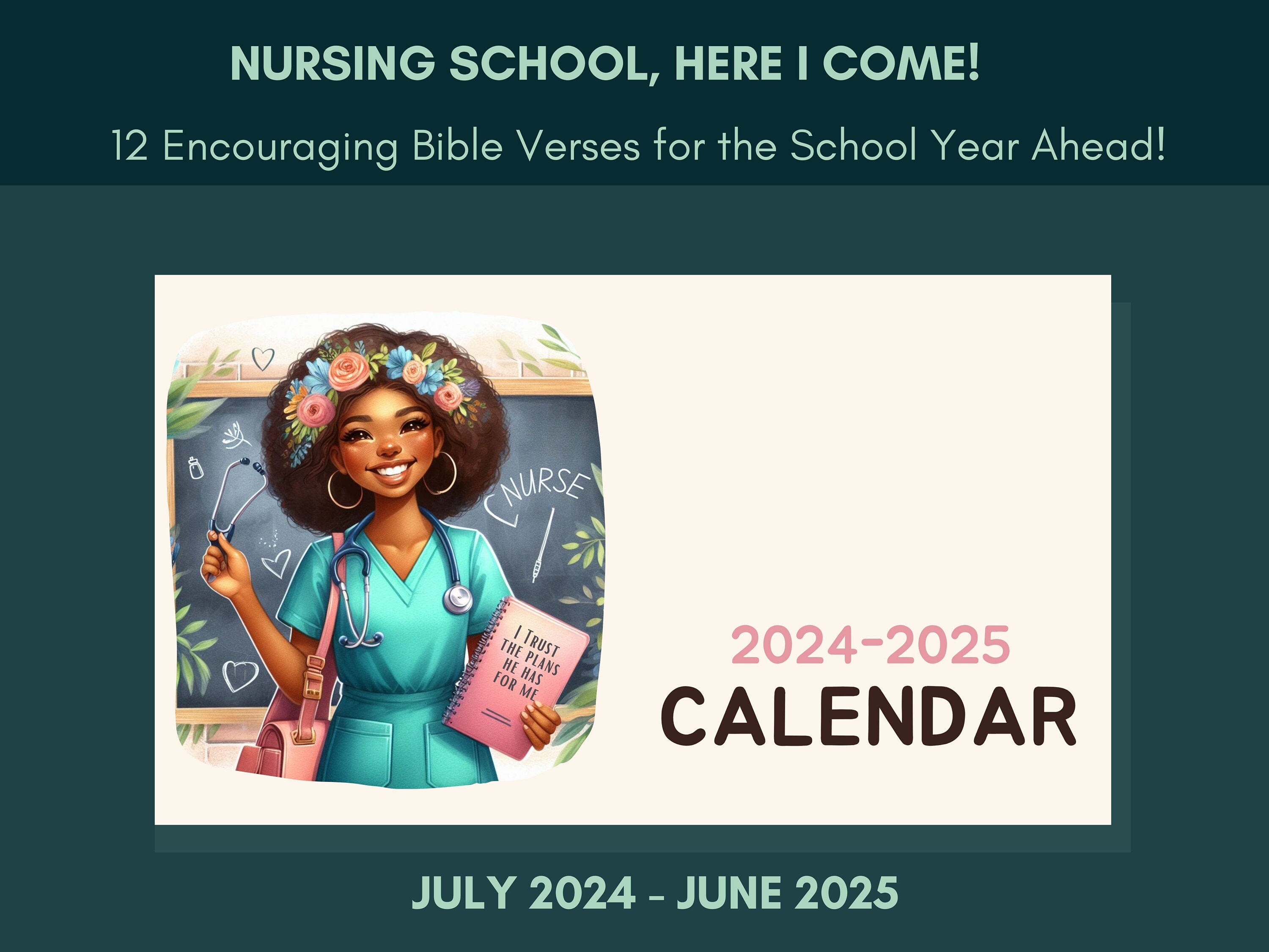 2024-2025 Inspirational Nursing Student Calendar With Bible Verses ...