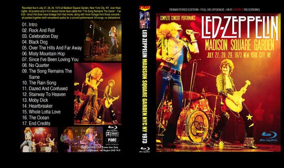 LED ZEPPELIN : Live at Madison Square Garden NYC 1973 Blu Ray - Etsy