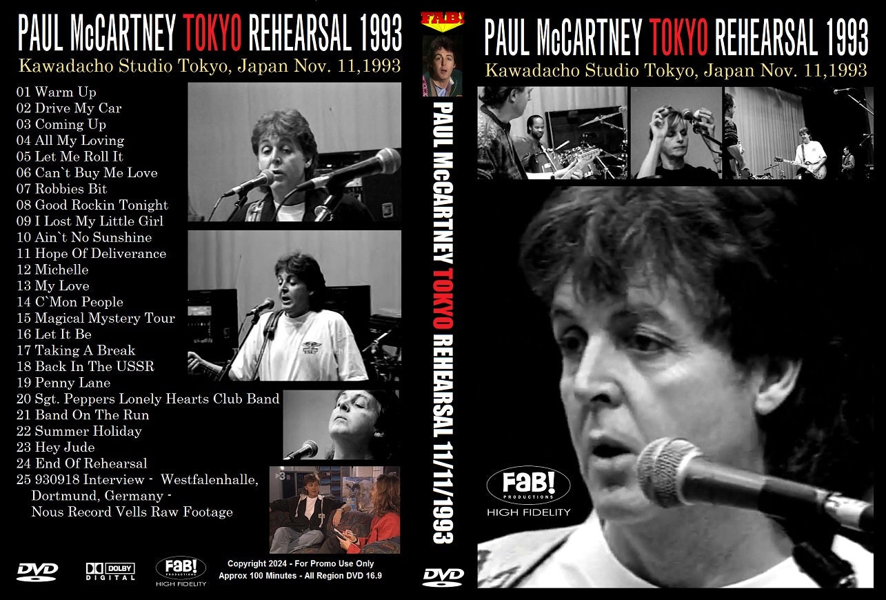 PAUL Mccartney: Tokyo Japan Rehearsal 11/11/1993 DVD - Etsy
