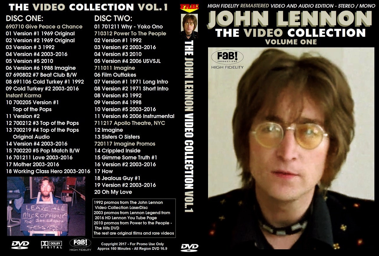 JOHN LENNON: the Video Collection Vol.1 1969-1972 2 DVD 2017 