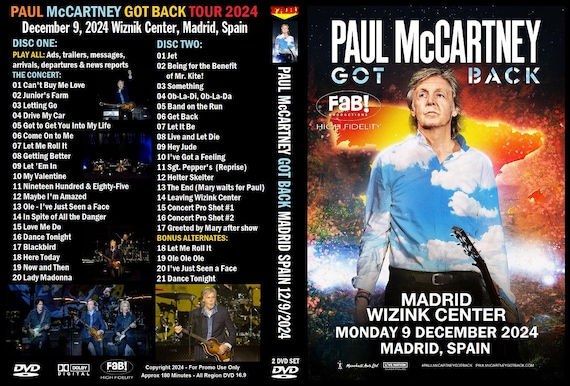 PAUL Mccartney GOT BACK Madrid Spain 12/9/2024 2 Dvd - Etsy