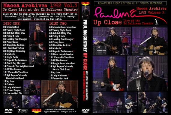 PAUL MCCARTNEY 1992 up Close Special Complete Remaster 2 Dvd's - Etsy