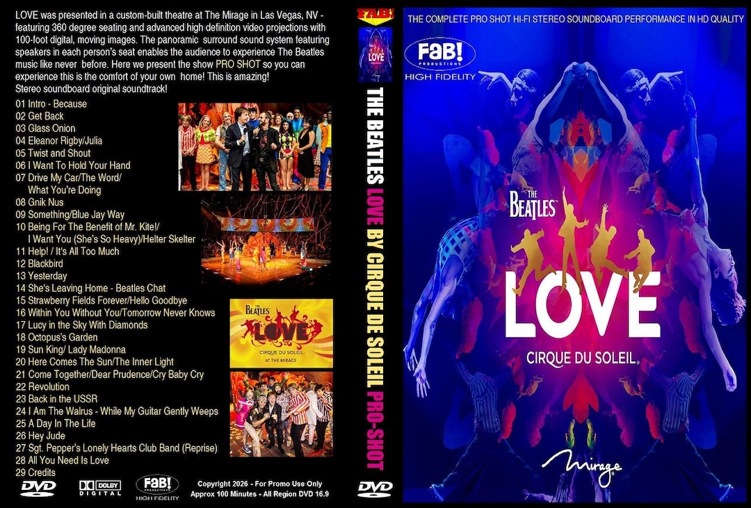 The Beatles LOVE by Cirque Du Soleil Show Pro Shot HD Dvd - Etsy