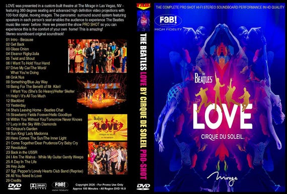 The Beatles LOVE by Cirque Du Soleil Show Pro Shot HD Dvd - Etsy