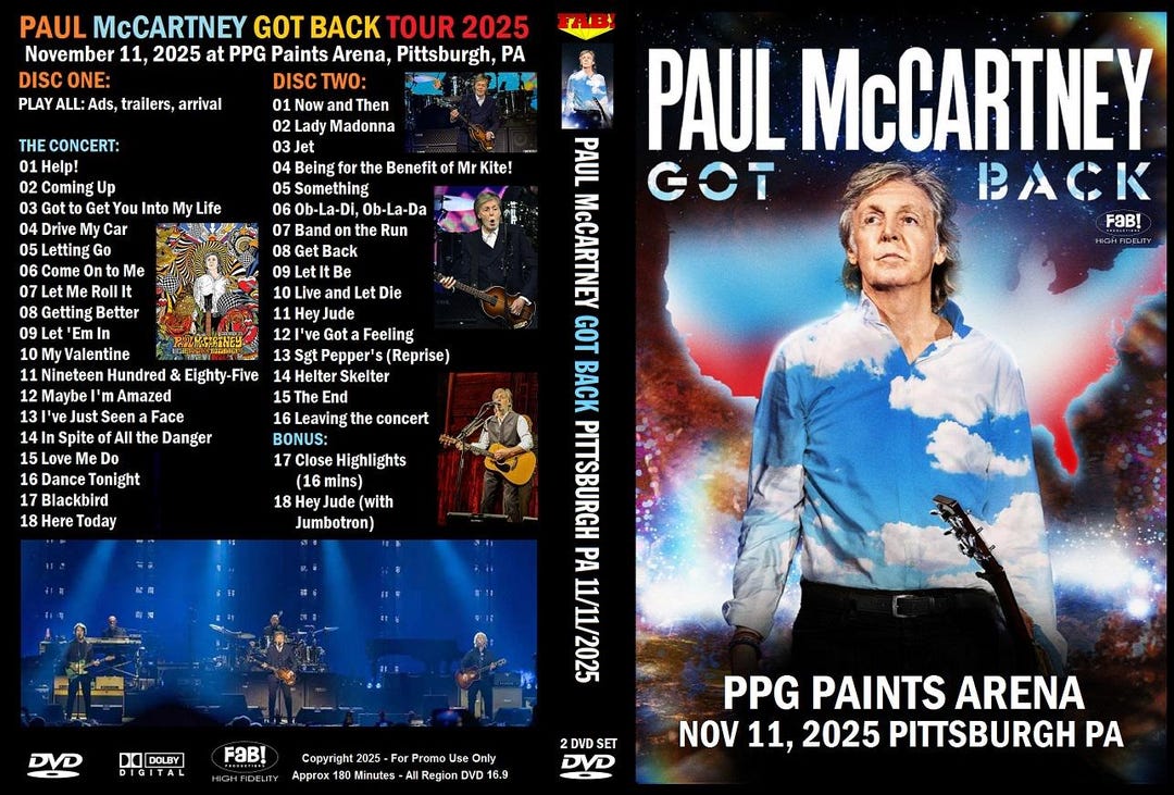 PAUL Mccartney Got Back Pittsburg PA 11/11/2025 2 DVD - Etsy