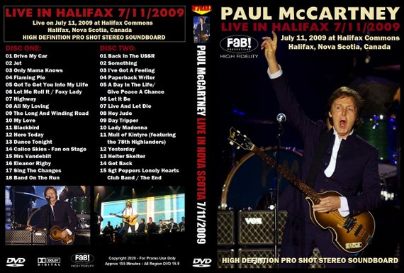 PAUL MCCARTNEY Live in Halifax Nova Scotia 7/11/2009 2 DVD - Etsy