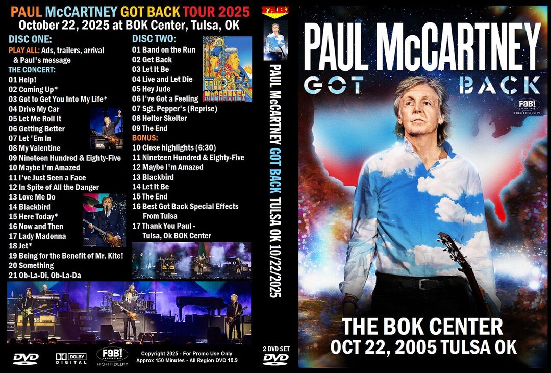 PAUL Mccartney Got Back Tulsa OK 10/22/2025 2 DVD - Etsy