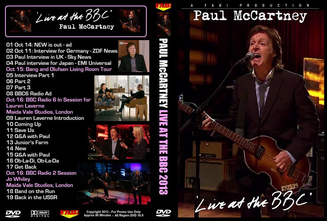PAUL Mccartney LIVE at the BBC 2013 Dvd - Etsy