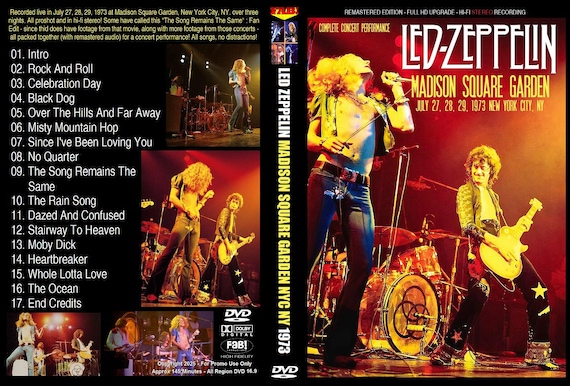 LED ZEPPELIN : Live at Madison Square Garden NYC 1973 Dvd - Etsy