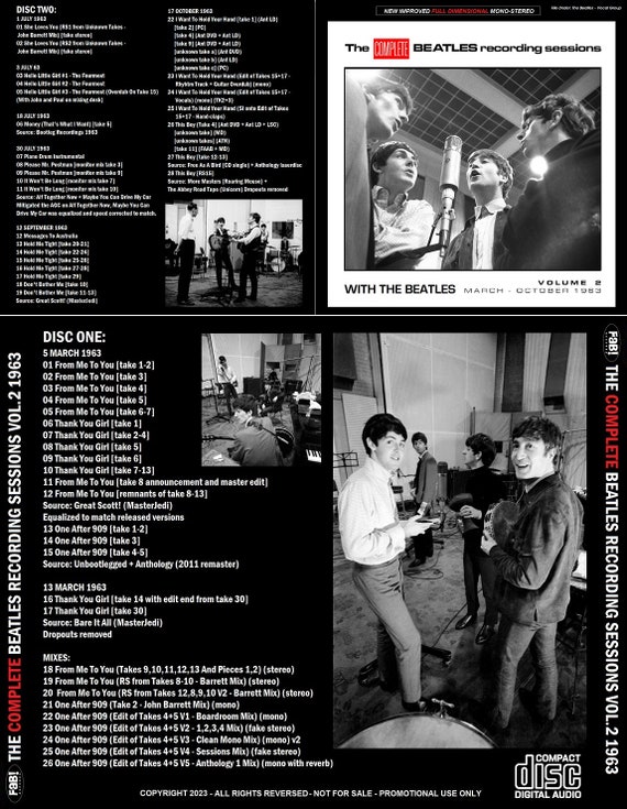 The Beatles the COMPLETE Recording Sessions Vol.2 1963 2 CD - Etsy