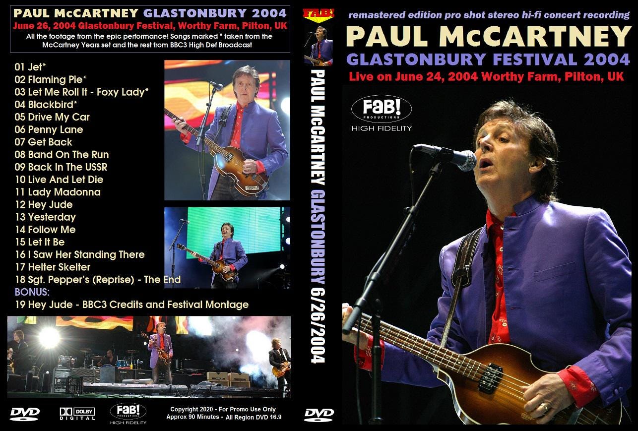 PAUL Mccartney: Live in Glastonbury 6/26/2004 DVD - Etsy