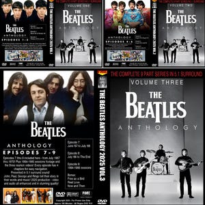 May include: A collection of three DVD box sets titled "The Beatles Anthology." The covers feature images of the band members and the series title. Each set contains episodes from the band's history, with enhanced video and audio.